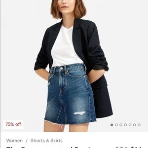 Everlane reconstructed distressed denim mini skirt
